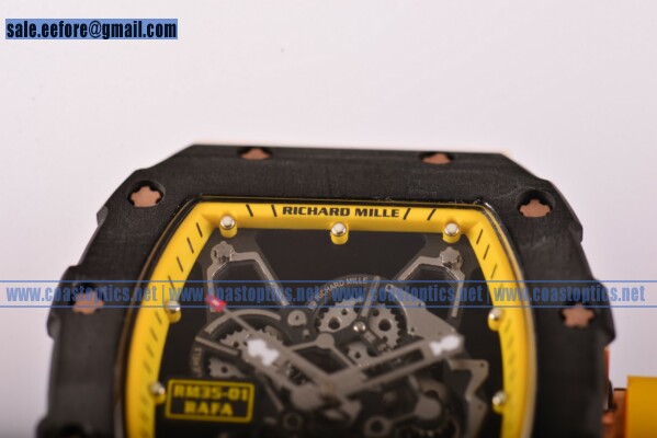 Richard Mille RM35-01 1:1 Replica Watch Carbon Fiber Yellow Rubber Strap (GF)